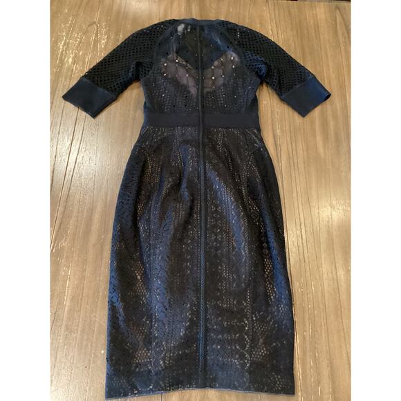 Anthropologie Beguile Byron Lars Mona Black Lace Button Front knit midi Dress 0 - Picture 2 of 12